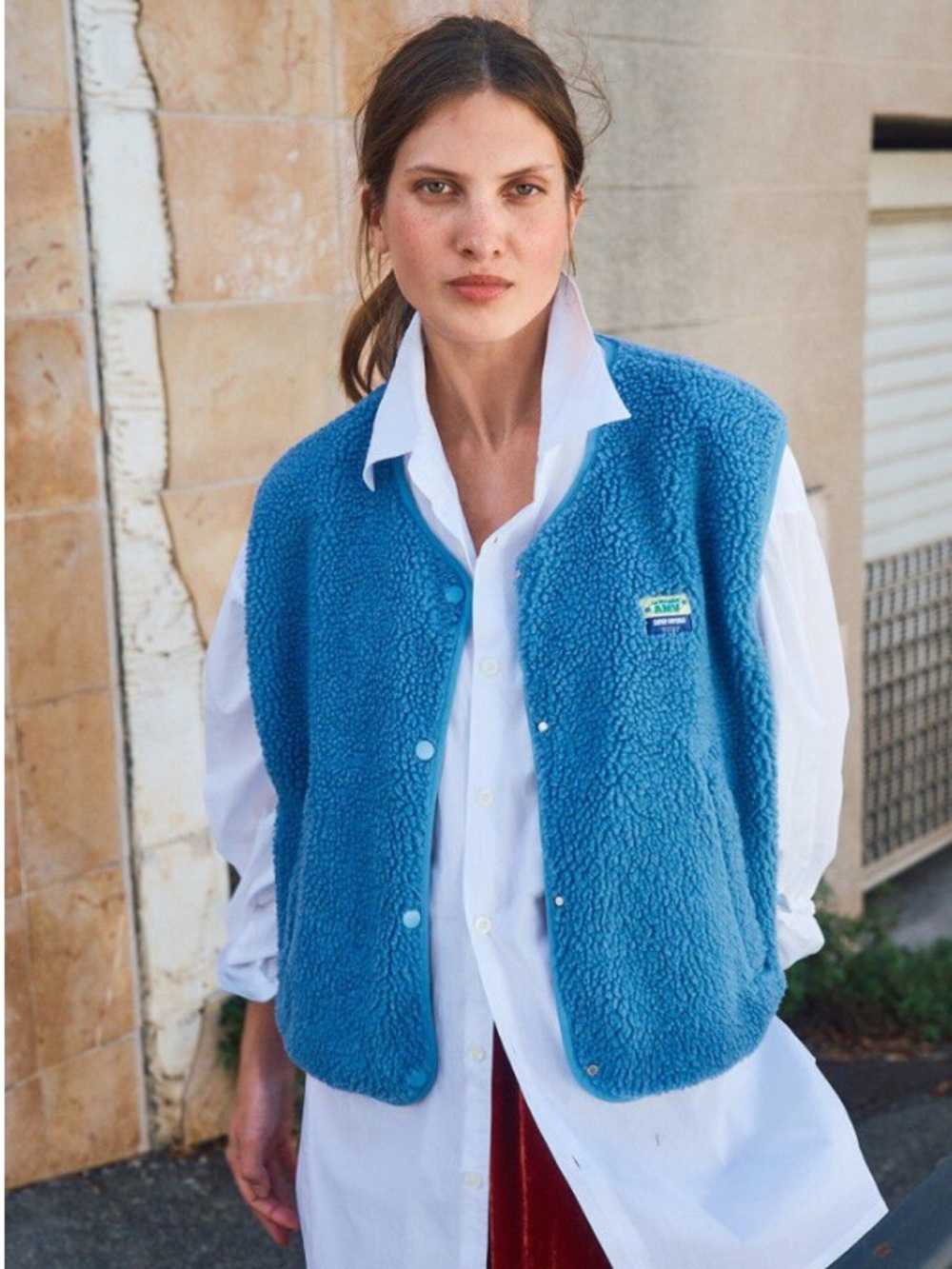 NEW American Vintage Blue Hoktown Sherpa Vest Celestial size XS/S
